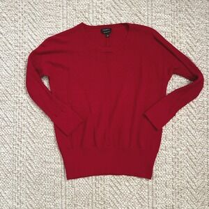 Talbots Pure Merino Wool Sweater Red Crew Neck Long Sleeve Knit Top Womens Small